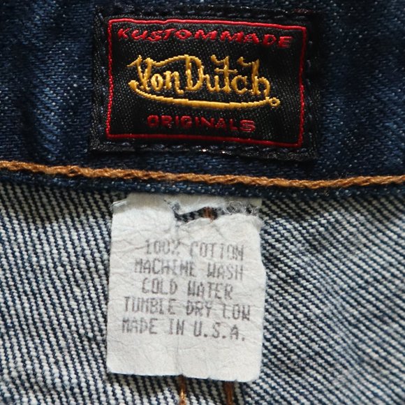 VON DUTCH High Rise Denim Shorts Dark Wash Size 29 - Picture 3 of 7